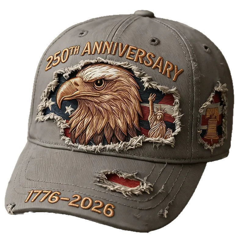 US 250th Anniversary Eagle Trucker Hat – Retro Washed Denim Patriotic Cap