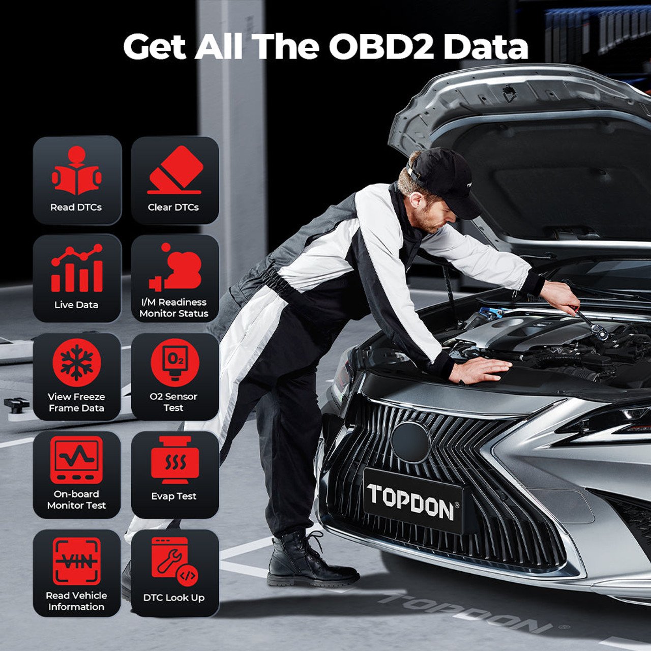 TopScan OBD2 Scanner Bluetooth Wireless Full System Diagnostic Tool