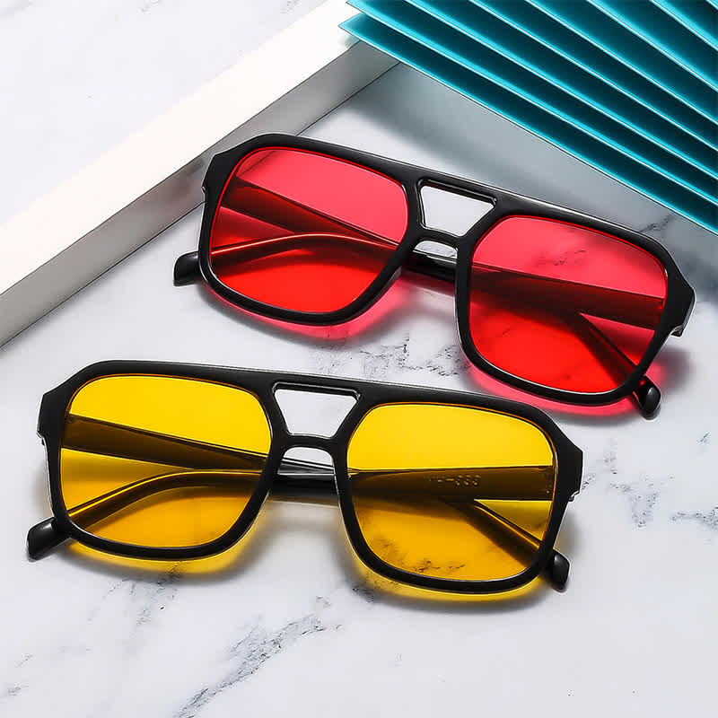 Double Bridges Square Frames Retro-Vintage Sunglasses