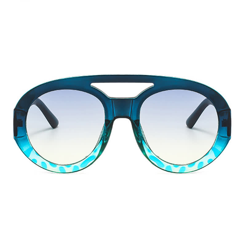 Round Frame Double Bridges Oversized Aviator Sunglasses