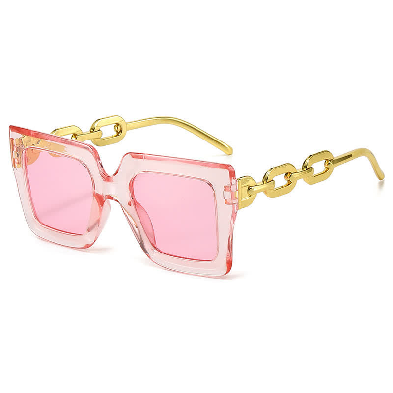 Square Oversized Frame Chain Temples Hipster Sunglasses