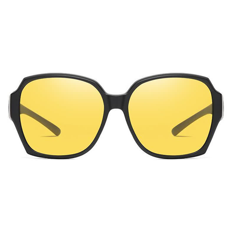 Square Frame Polarized Driving Sunglasses Fit Over Glasses for Nearsighted People