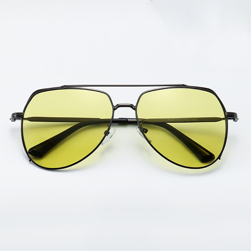 Polarized Photochromic Double Bridges Aviator Sunglasses for Driving