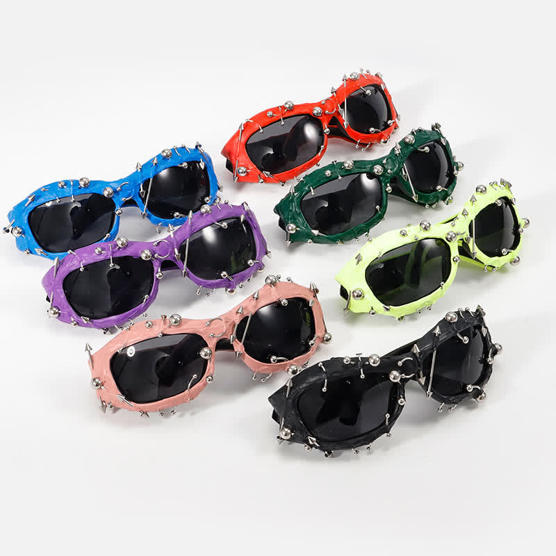 CyberPunk Style Irregular Shaped Rivet Decor Sunglasses for Party