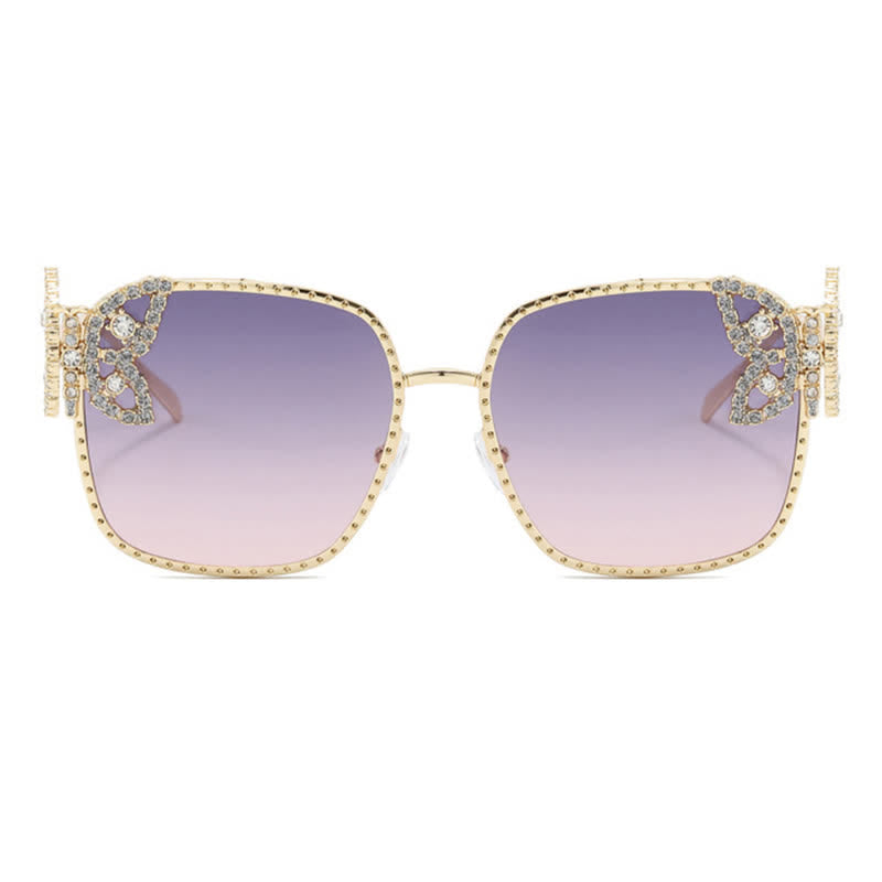 Square Frame Butterfly Decor Oversized Sunglasses