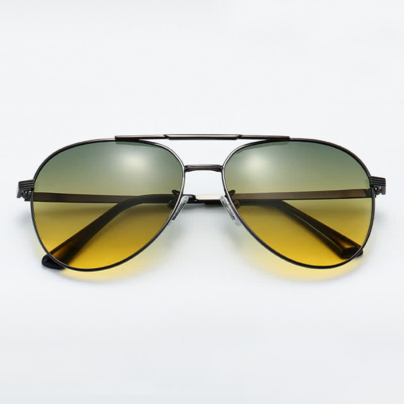 Double Bridges Polarized Photochromic Aviator Sunglasses for Driving-2