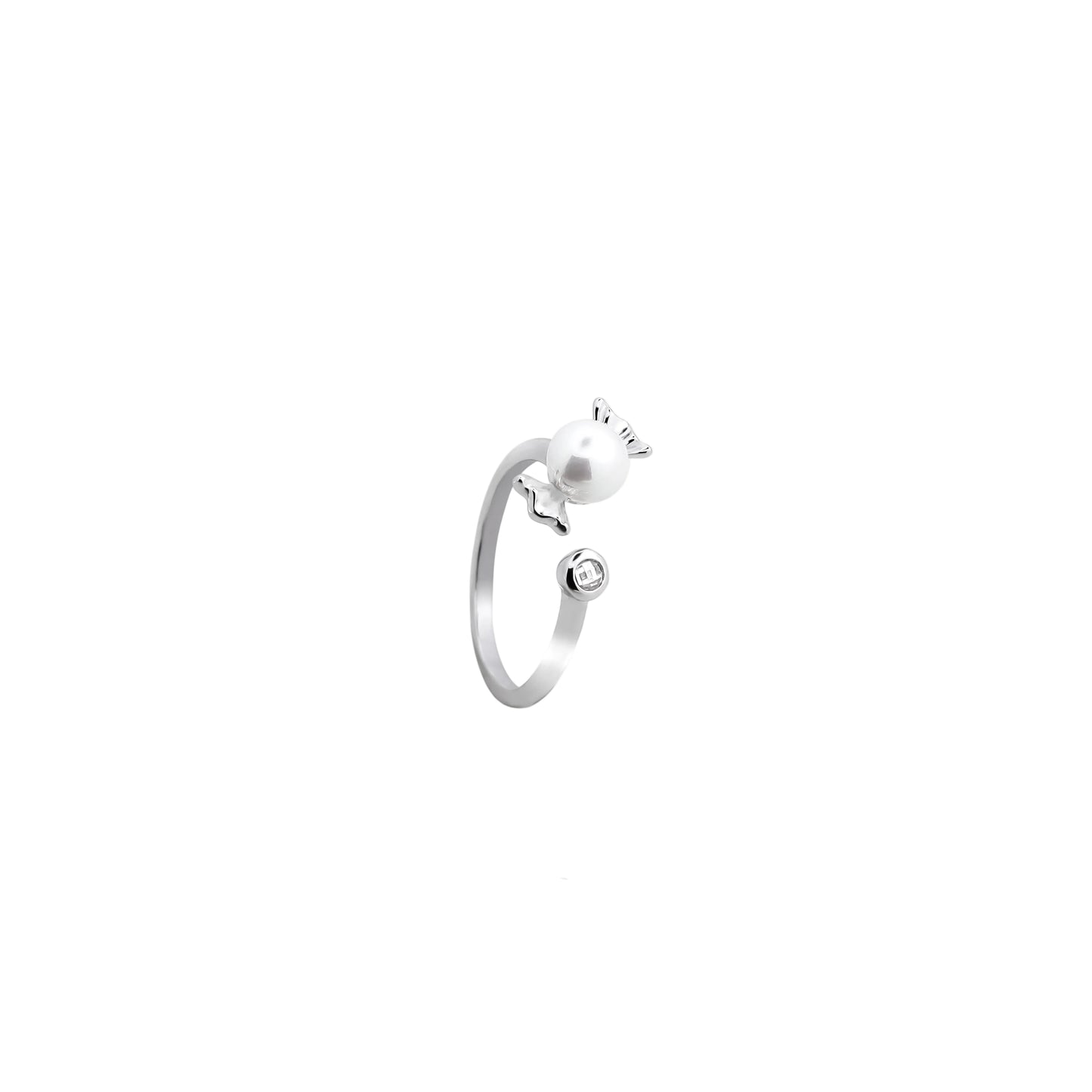 Candy Pearl & Star Open Ring – Golden Sweetness with Sparkle Kiss