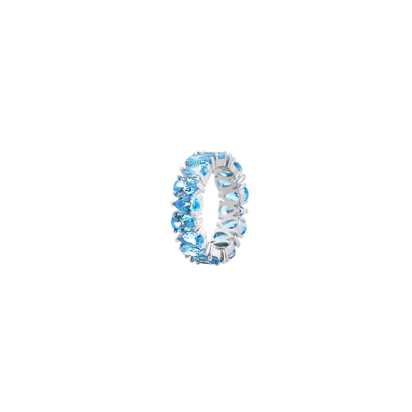 Pear Cut Blue Gem Eternity Ring – A Full Circle of Ocean Sparkle