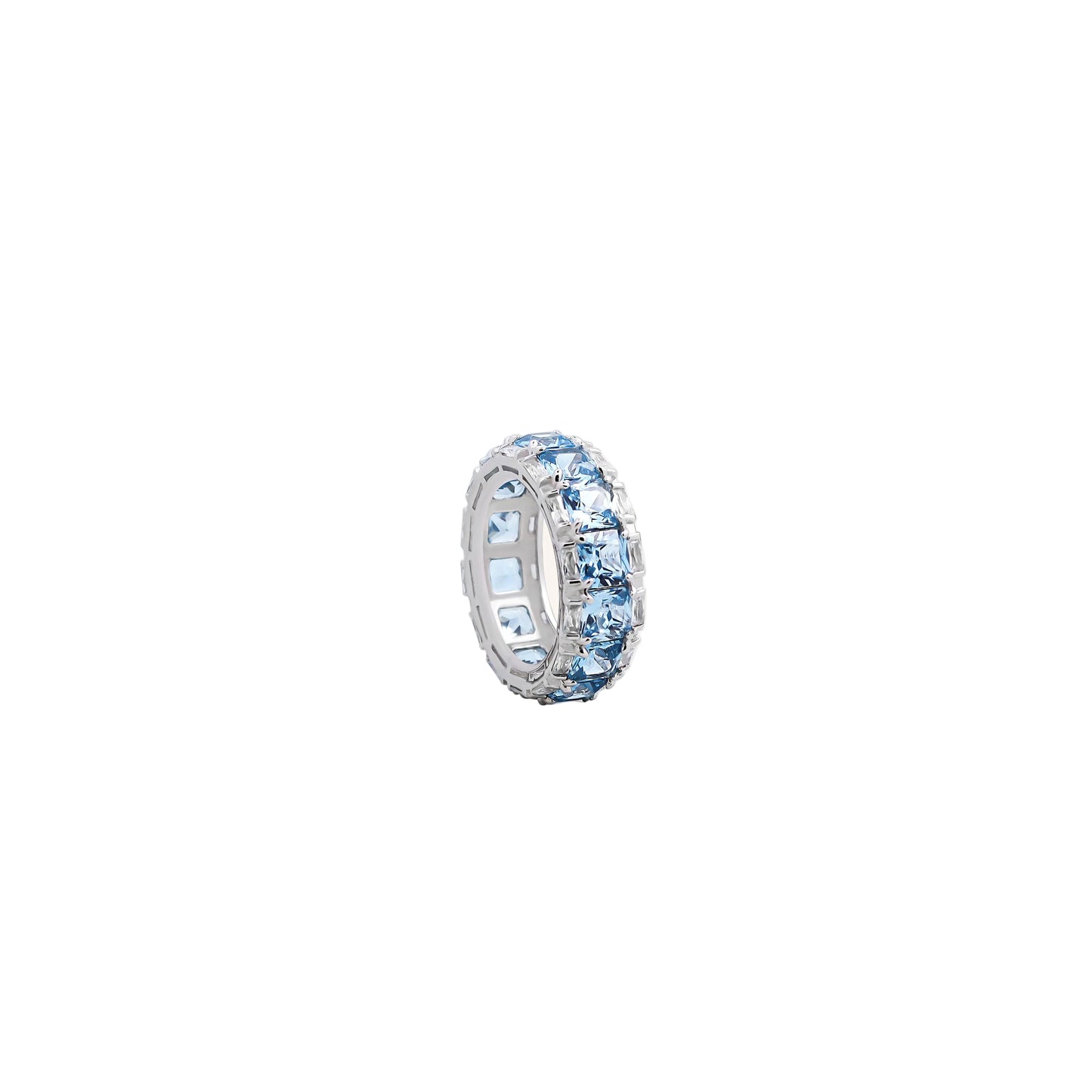 Blue Topaz Eternity Band – Golden Waves of Ocean Sparkle