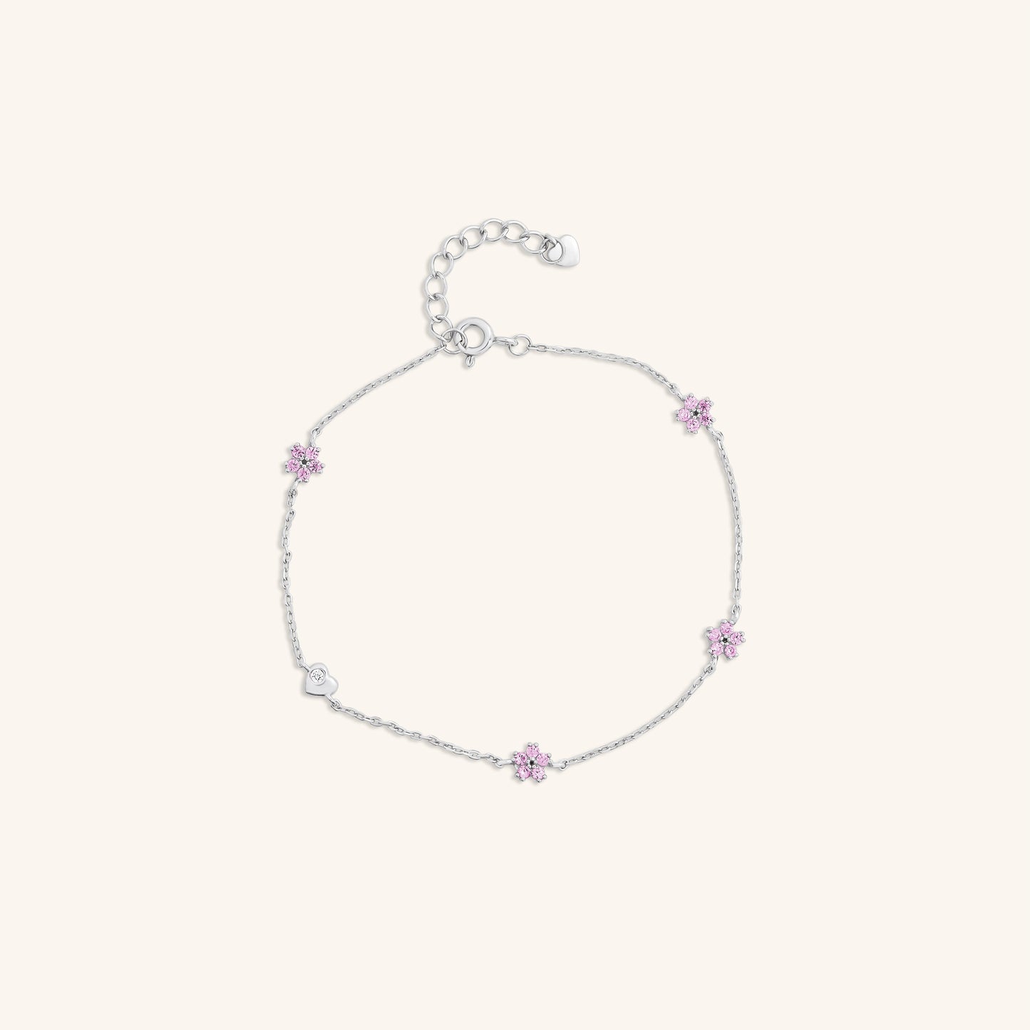 Pink Diamond Flower Bracelet