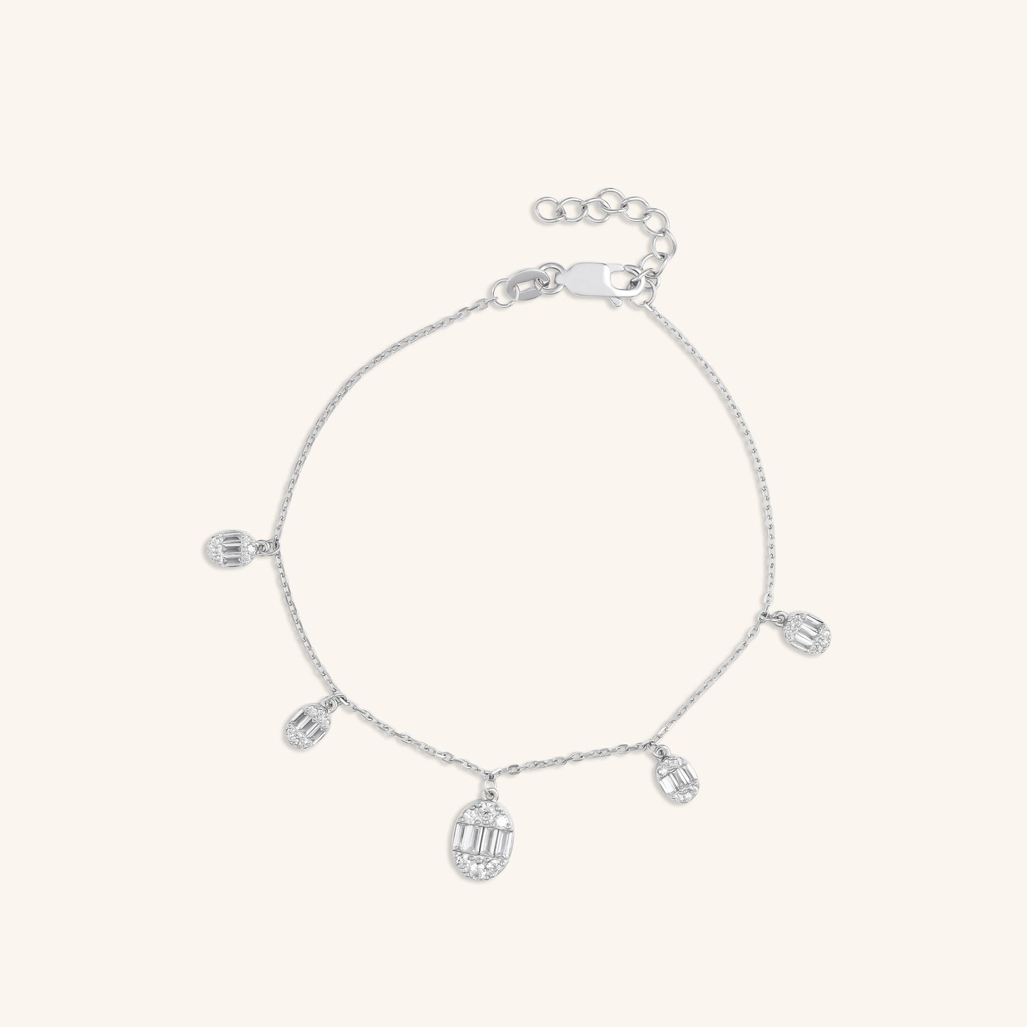 Oval Baguette Charm Bracelet