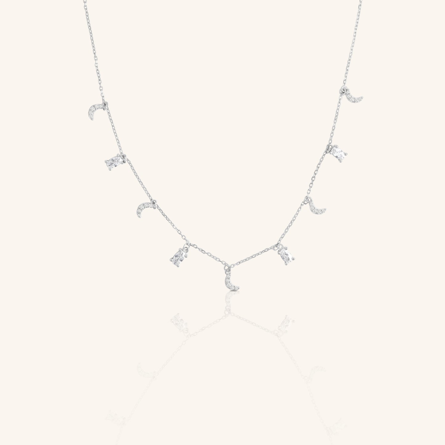 Moon Oval Diamond Chain Pendant