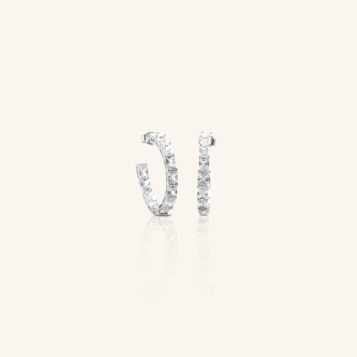 Radiant Cut Diamond Hoop