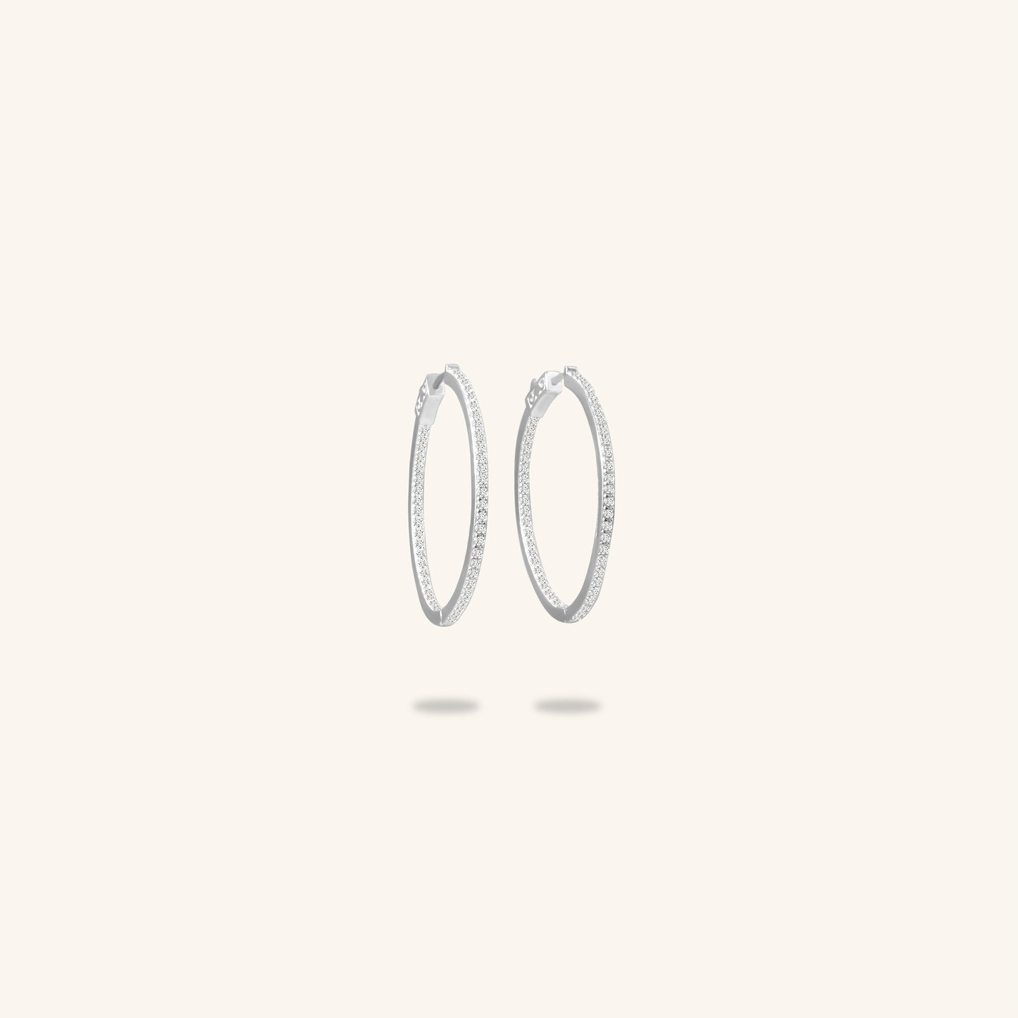 Single Line Round Diamond Hoops