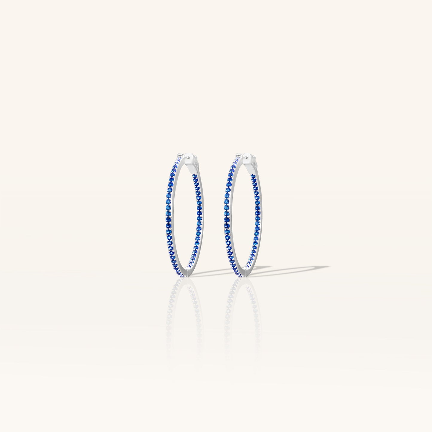 Single Line Blue Sapphire Hoops