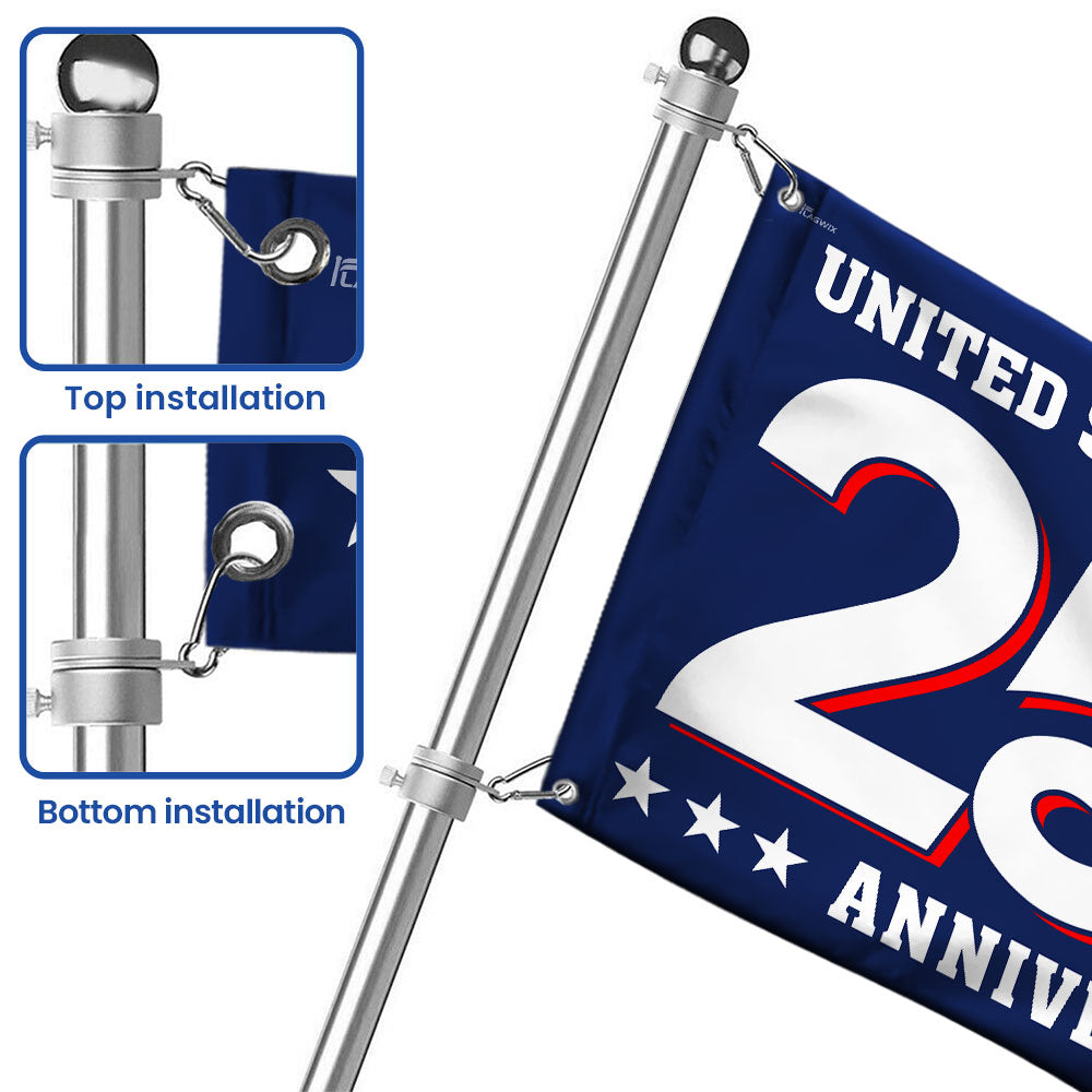 Patriotic 250th Anniversary 1776-2026 United States of America Semiquincentennial Grommet Flag