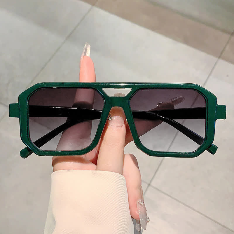 Double Bridges Geometric Frame Driving Sunglasses