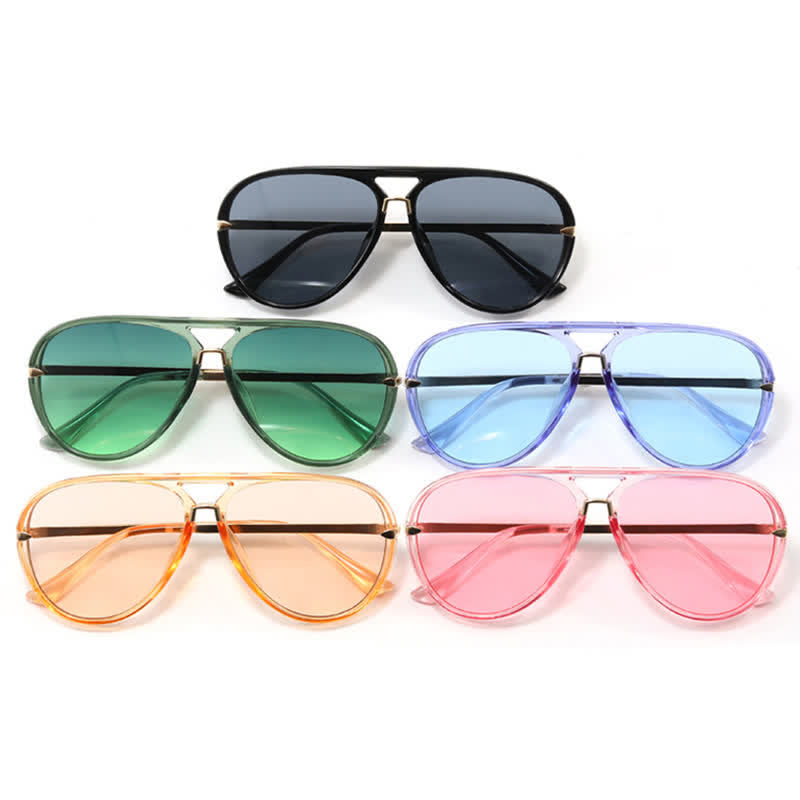 Double Bridges Fashion Aviator Sunglasses