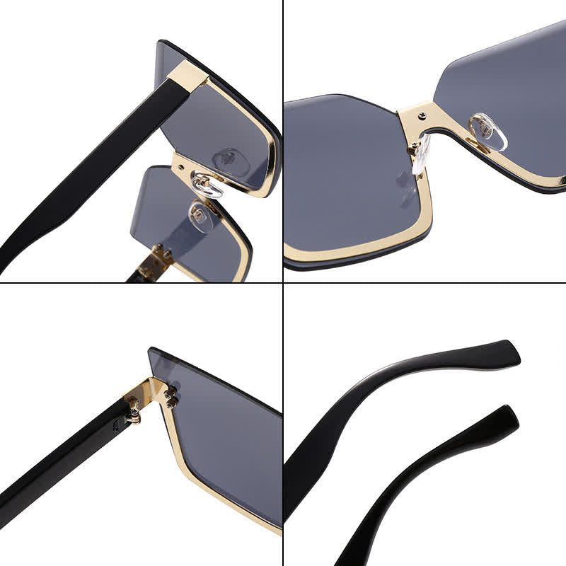 Unisex Square Rimless Oversized Sunglasses