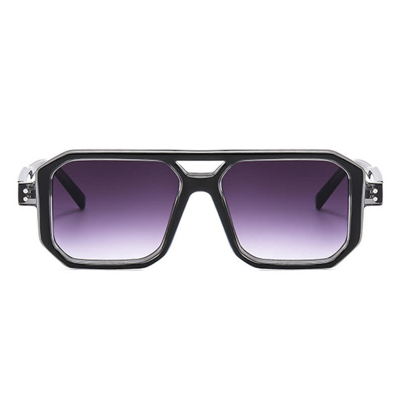 Trendy Square Frame Double Bridges Sunglasses