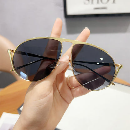 Hipster Metal Temples Aviator Sunglasses