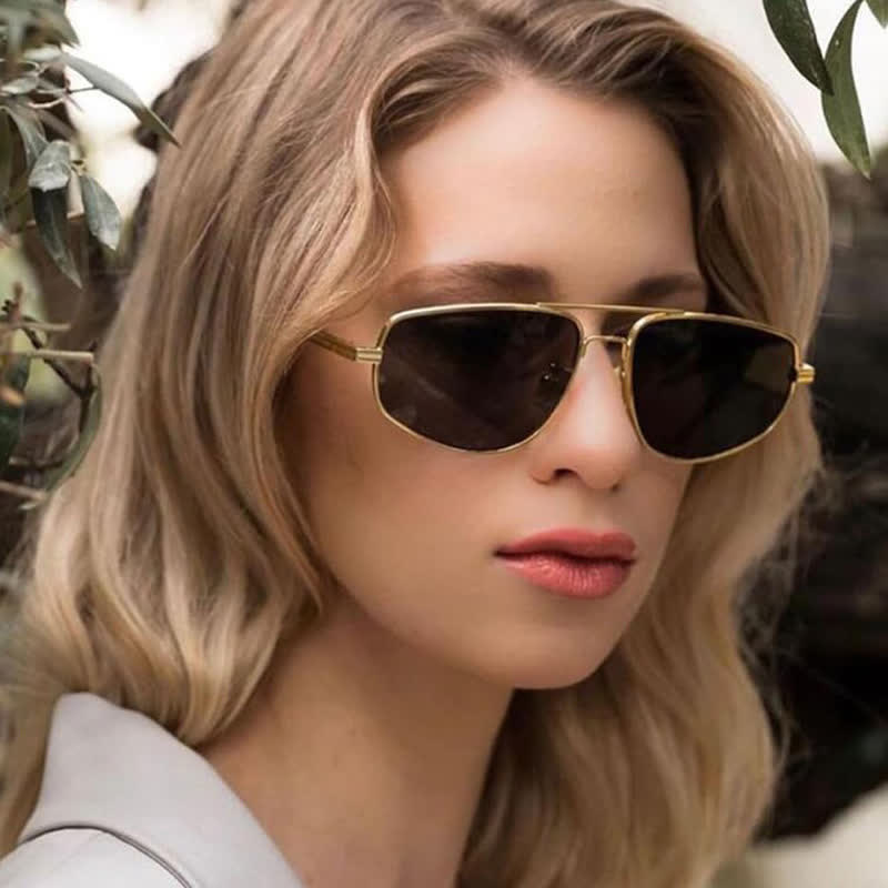 Double Bridges Hipster Aviator Sunglasses