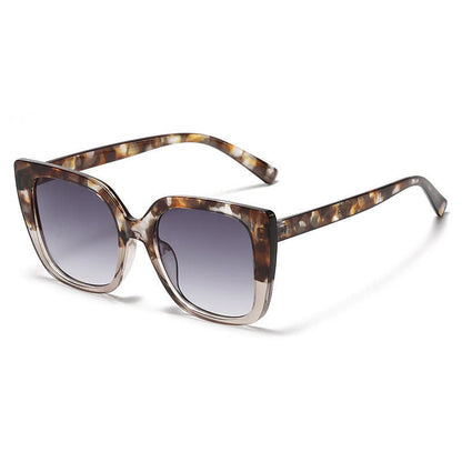 Leopard Pattern Square Frame Oversized Sunglasses