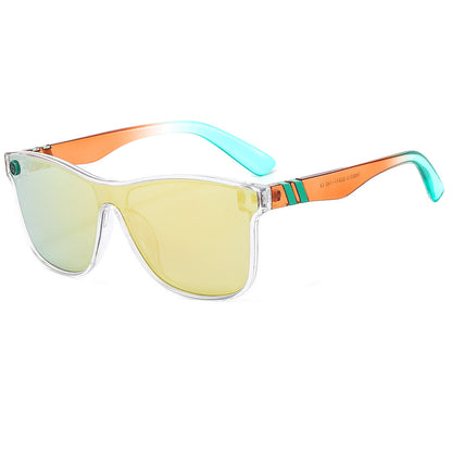 Women's Streamlined Sunglasses, Summer Personality Coating Gradient Reflective Oversized Sunglasses