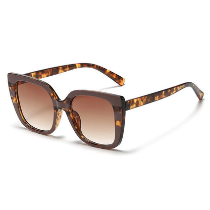 Leopard Pattern Square Frame Oversized Sunglasses