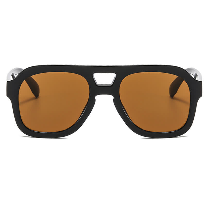 Double Bridges Thick Frame Hipster Aviator Sunglasses