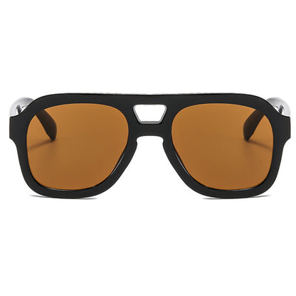 Double Bridges Thick Frame Hipster Aviator Sunglasses