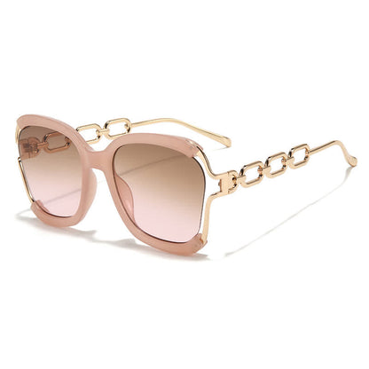 Fashion Square Chain Temples Oversized Sunglasses