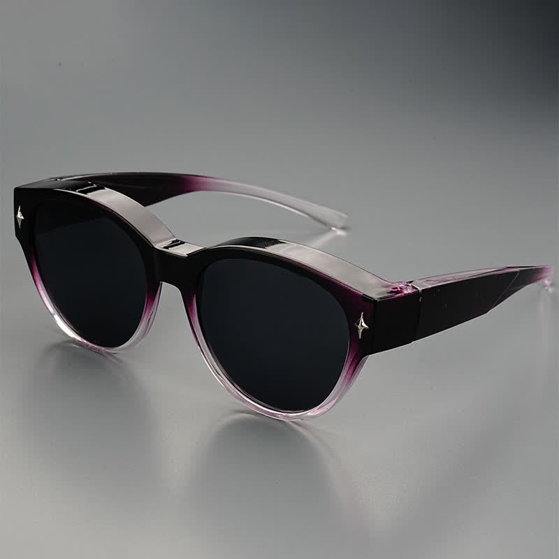 Fit Over Glasses Cat-Eye Star Decor Polarized Sunglasses