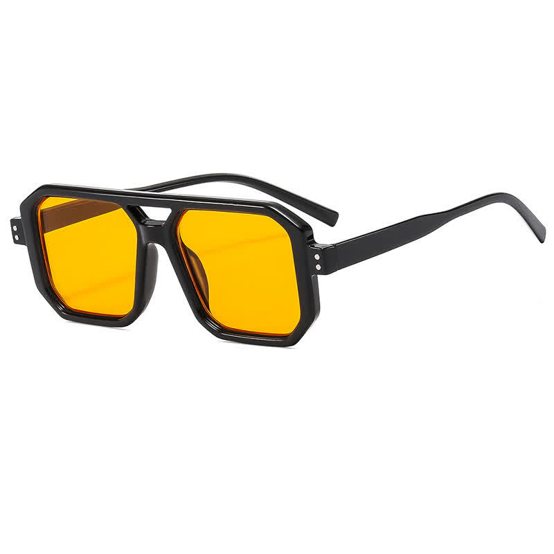 Trendy Square Frame Double Bridges Sunglasses