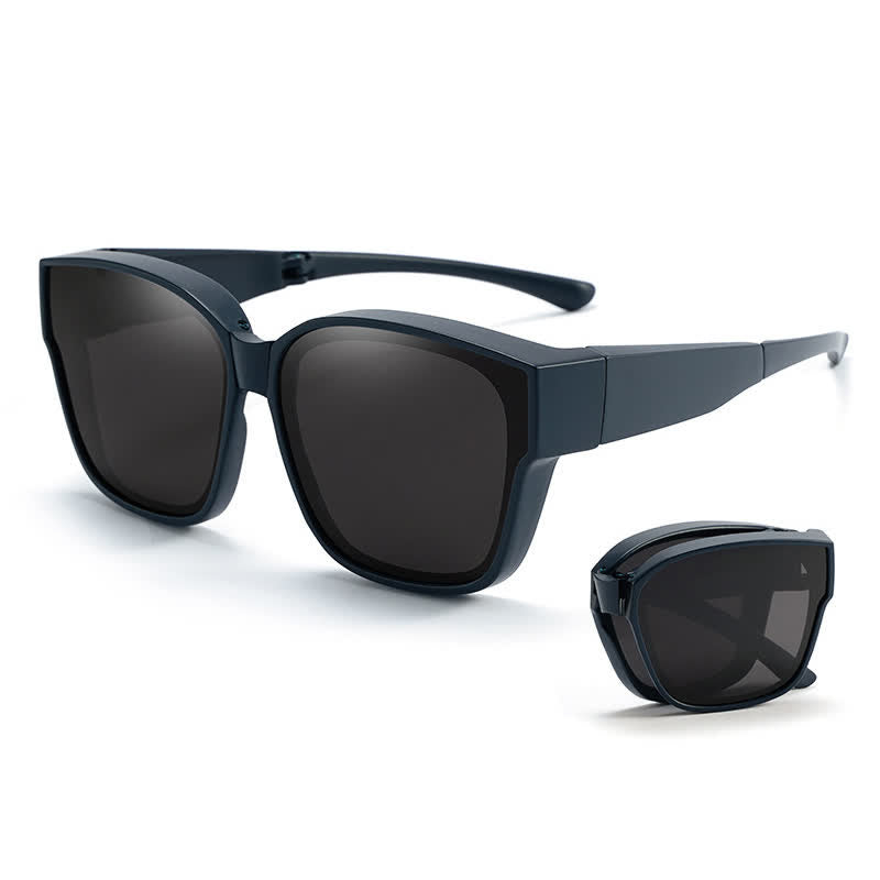 Fit Over Glasses Square Frame Foldable Polarized Sunglasses for Women Men