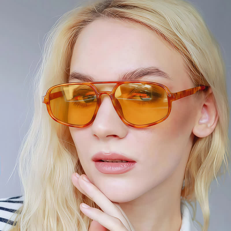 Double Bridges Vintage Aviator Sunglasses