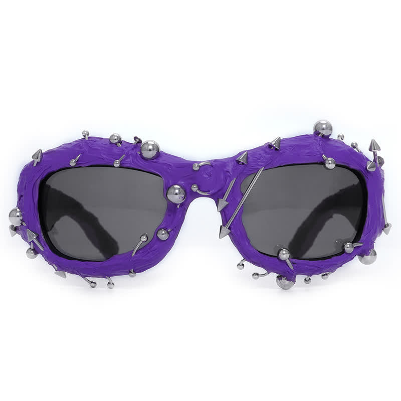 CyberPunk Style Irregular Shaped Rivet Decor Sunglasses for Party