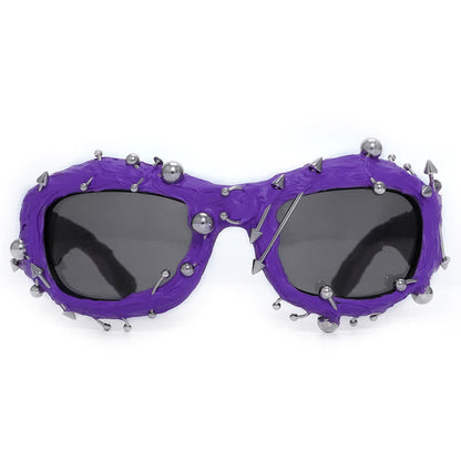 CyberPunk Style Irregular Shaped Rivet Decor Sunglasses for Party