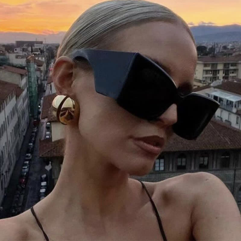 Fashion Square Frame Oversized Thick Sunglasses