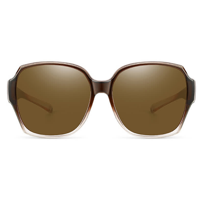 Square Frame Polarized Driving Sunglasses Fit Over Glasses for Nearsighted People