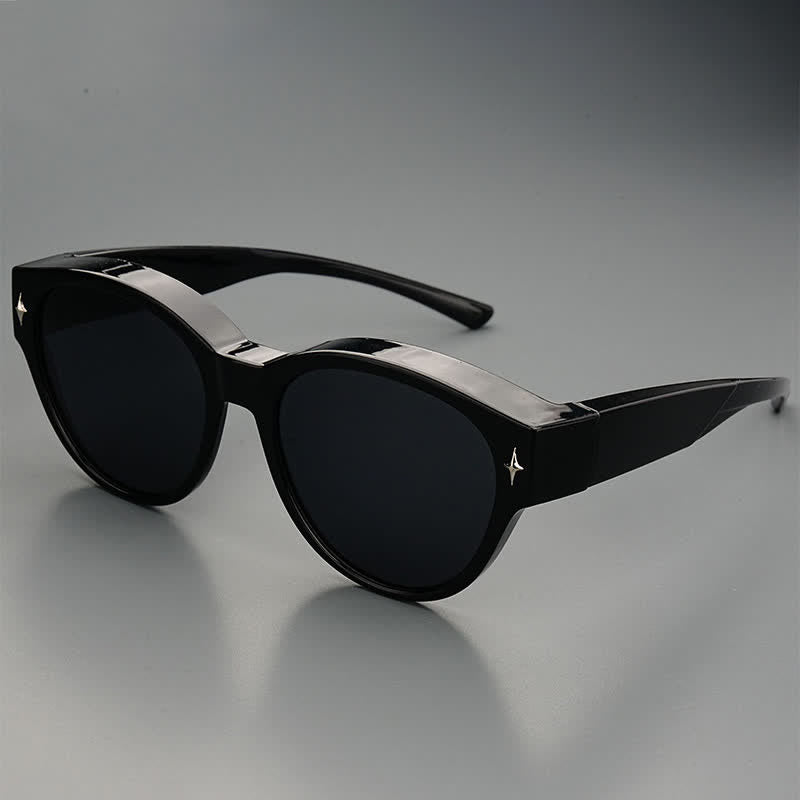 Fit Over Glasses Cat-Eye Star Decor Polarized Sunglasses