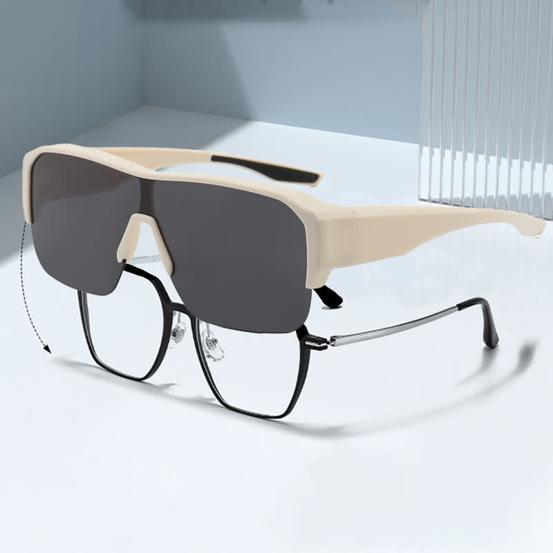 Fit Over Glasses Semi-Rimless Polarized Sunglasses for Sports&Driving