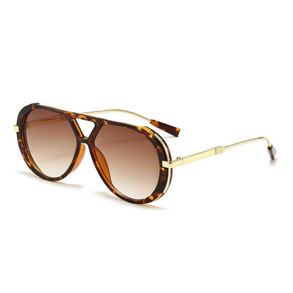 Double Bridges Tortoiseshell Oval Frame Sunglasses