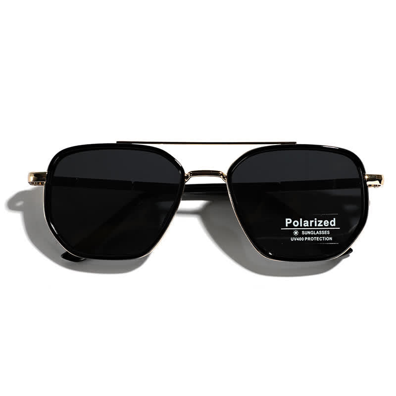 Geometric Frame Double Bridges Driving Polarized Sunglasses