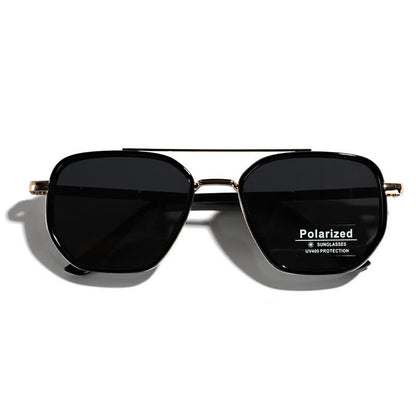 Geometric Frame Double Bridges Driving Polarized Sunglasses