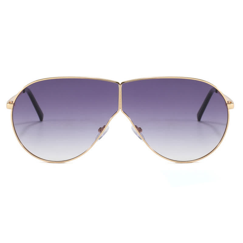 Hipster One-piece Metal Temples Aviator Sunglasses