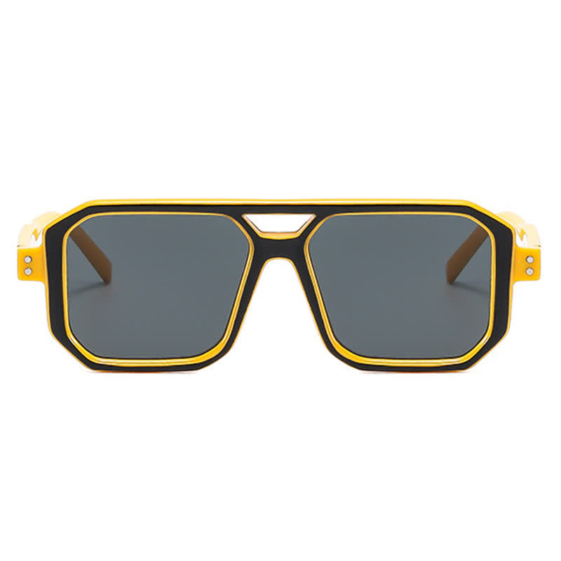 Trendy Square Frame Double Bridges Sunglasses