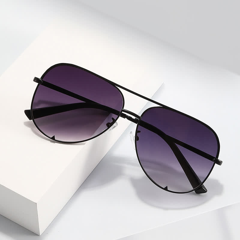 Vintage Double Bridges Aviator Frame Sunglasses For Driving