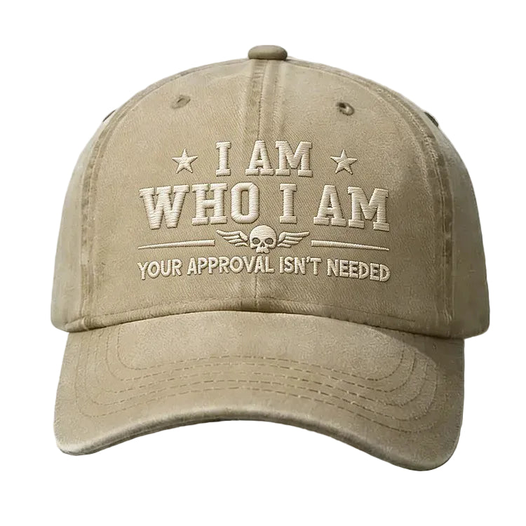 Vintage Washed Cap – "I Am Who I Am" Skull Wing Embroidery