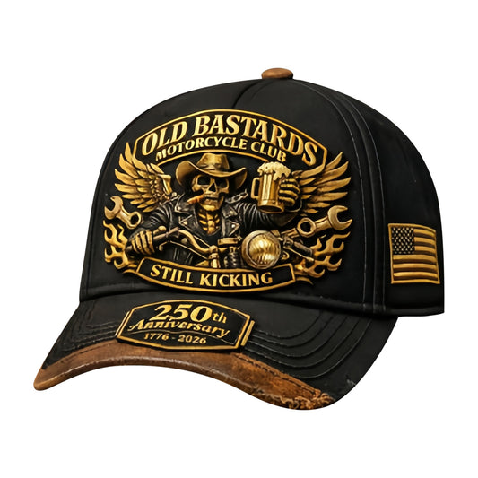 Vintage Distressed Biker Cap – 250th Anniversary Motorcycle Club Style